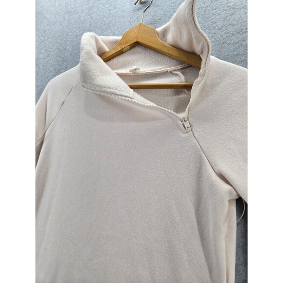 Apana Womens Fleece Lined Sweater Size XS Pink Asymmetrical Zip Mock Neck - Picture 2 of 7
